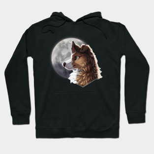 Sable Border Collie with Night Sky Full Moon Hoodie